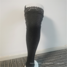 Modernas meias femininas com acabamento em seda e nylon de renda